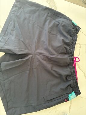 Birddogs Black Athletic Shorts with Pink Drawstring, 3XL